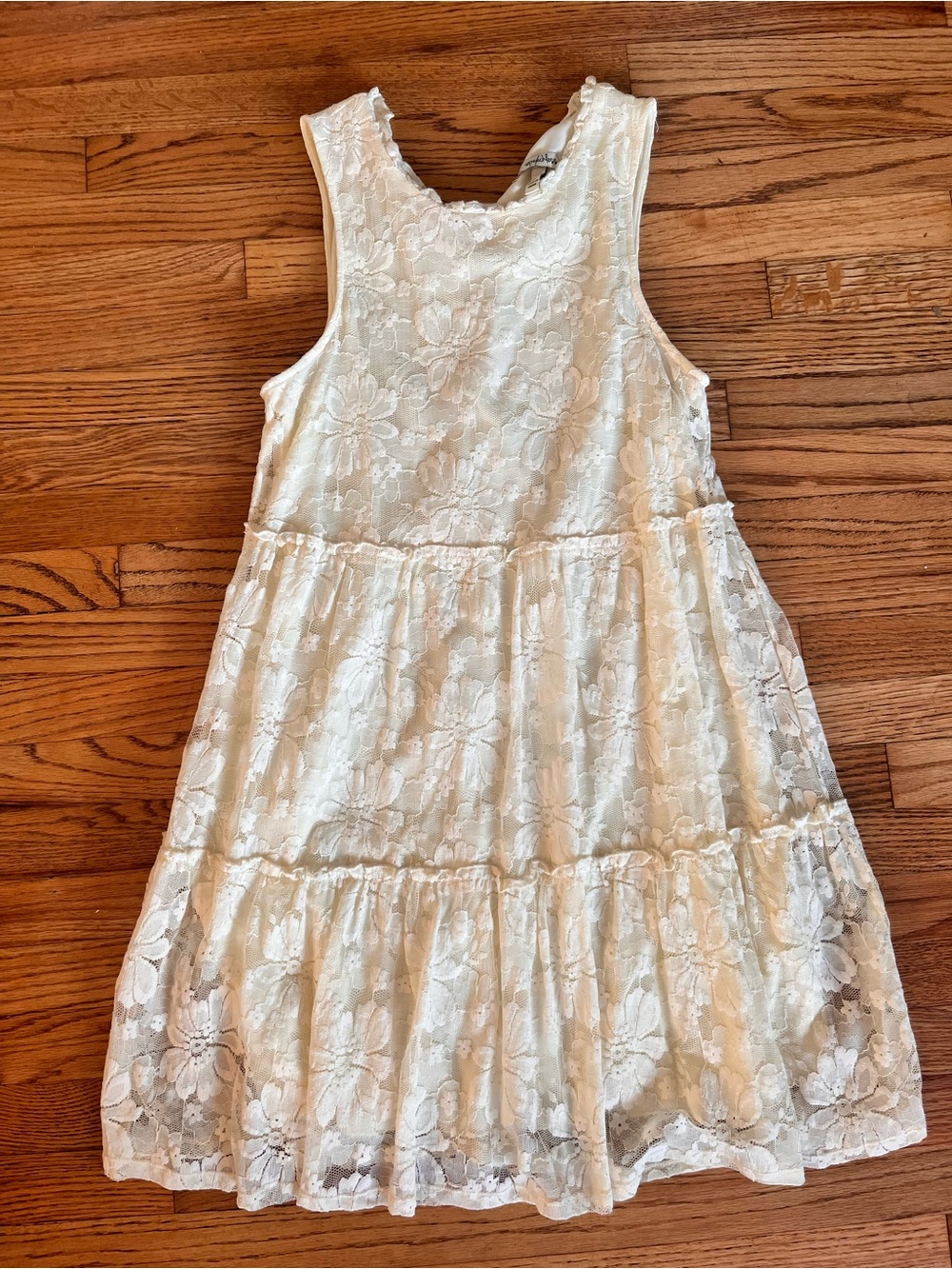 Speechless Women’s Cream Lace Tiered Dress Sz L